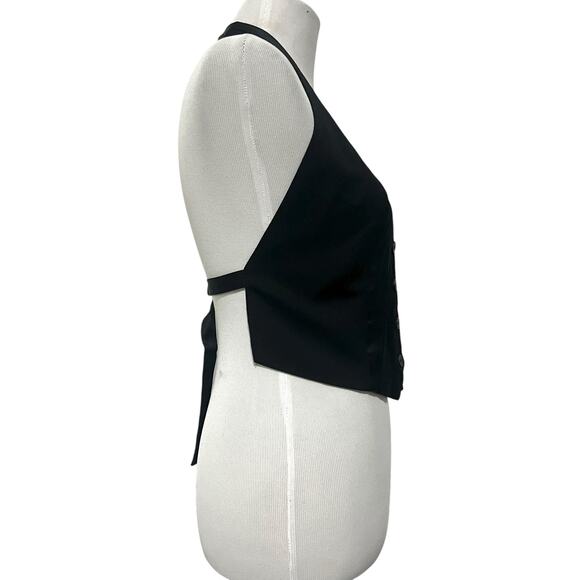 Zara Women’s Black Vest Open Back Halter Cropped Tuxedo Size XS - Picture 6 of 10